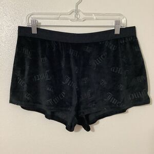 Juicy Couture Y2K McBling 2000s Black Graphic Logo Velour Short Shorts Large